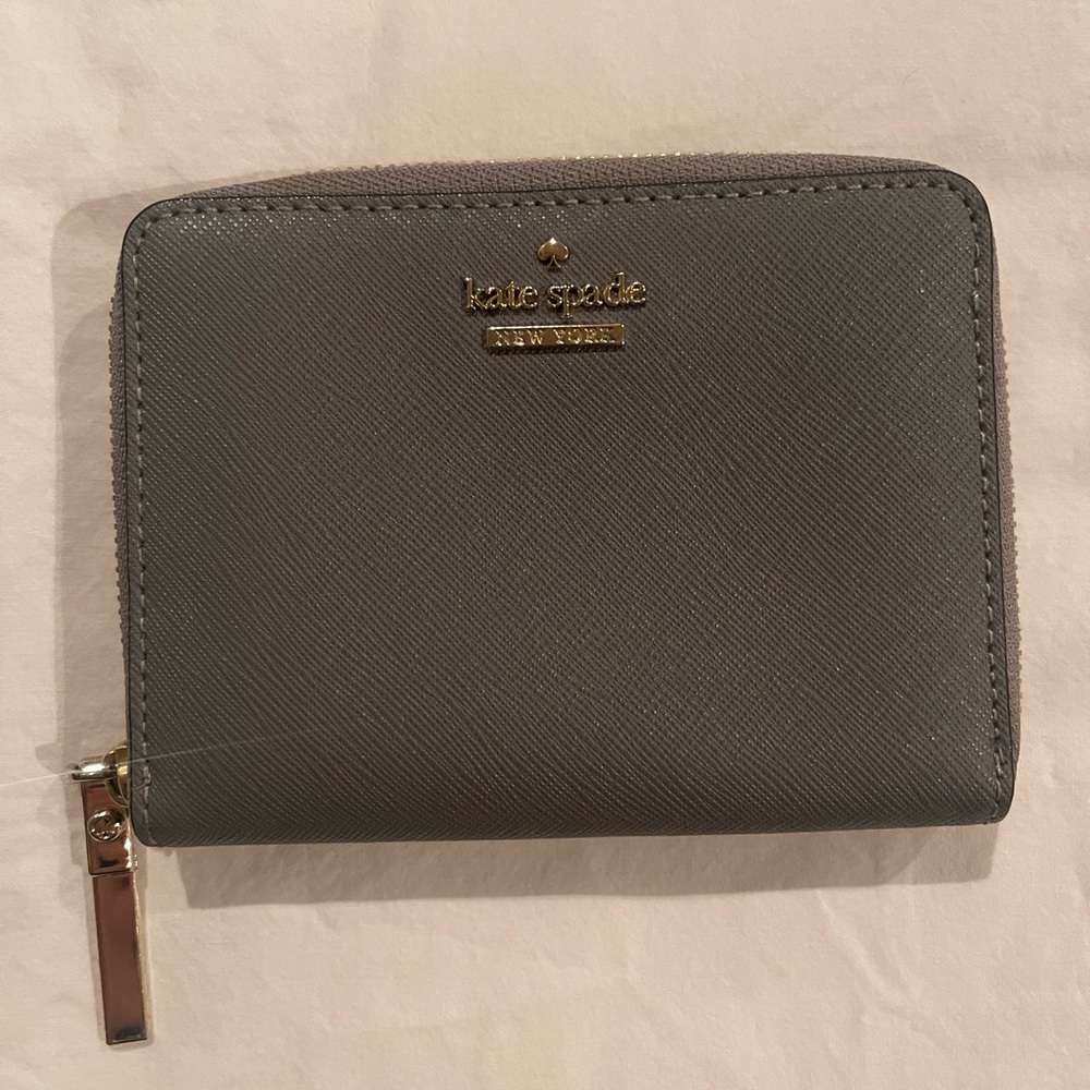 Kate Spade Grey Wallet with Gold Accents